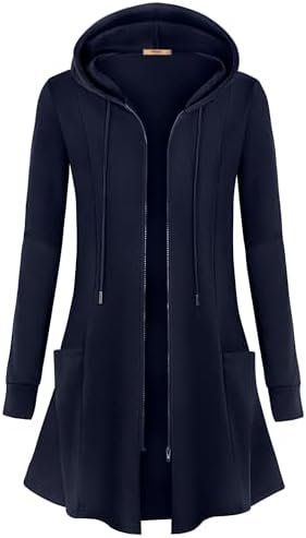 Miusey Womens Zip Up Long Hoodie Jacket Lightweight Tunic Sw... Miusey Womens Zip Up Long Hoodie Jacket Lightweight Tunic Sw...