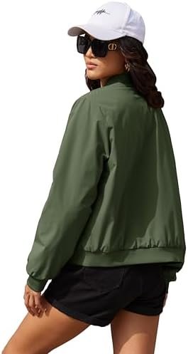 MAGCOMSEN Women's Bomber Jacket Casual Quilted Lined Coat Zi...