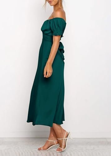 KIRUNDO Women's 2025 Summer Satin Midi Dress Off The Shoulde...