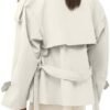Tankaneo Womens Cropped Trench Coat Casual Double Breasted S...