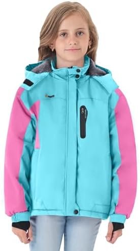 GEMYSE Girl's Waterproof Ski Snow Jacket Hooded Fleece Lined...