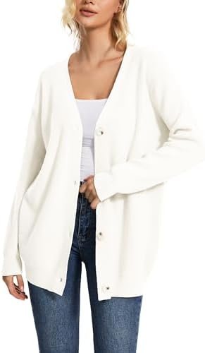 Women's Long Sleeve V-Neck Button Down Cardigan Chunky Overs... Women's Long Sleeve V-Neck Button Down Cardigan Chunky Overs...