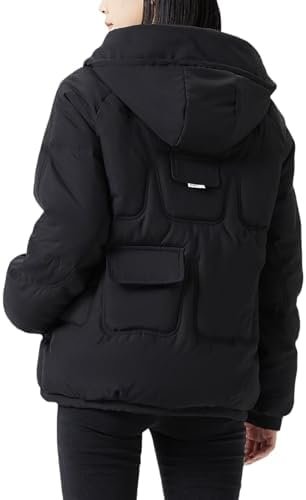 JiangWu Women's Winter Thickened Hooded Cotton Coat Windproo...