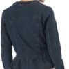 Allegra K Women's Peplum Denim Jackets Collarless Round Neck...