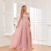 BOLENSYE Off The Shoulder Bridesmaid Dresses with Pockets Ru...