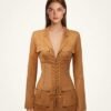 JW PEI Women's Suede Corset Jacket Mini Dress