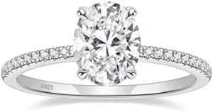 EAMTI 3CT 925 Sterling Silver Engagement Rings Oval Cut Cubi... EAMTI 3CT 925 Sterling Silver Engagement Rings Oval Cut Cubi...