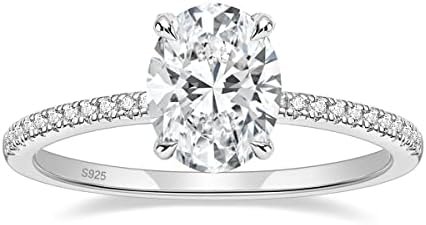 EAMTI 3CT 925 Sterling Silver Engagement Rings Oval Cut Cubi...