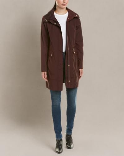 Cole Haan Women's Packable Hooded Rain Jacket with Bow
