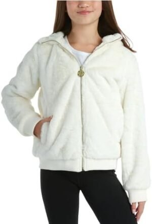 DKNY Girls' Winter Jacket - Full Zip Up Faux Fur DKNY Girls' Winter Jacket - Full Zip Up Faux Fur Sherpa Girl...