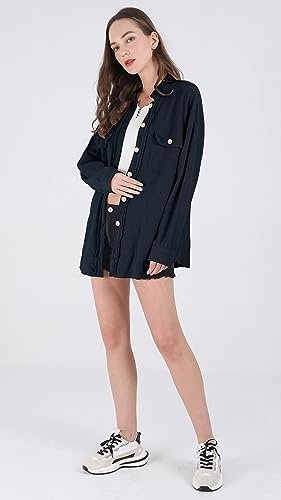 chouyatou Women's Loose Fit Batwing Sleeve Waffle Knit Butto...