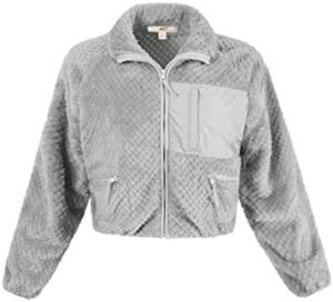 Women's Cropped Front Two Pocket Snap Quilted Padding Bomber... Women's Cropped Front Two Pocket Snap Quilted Padding Bomber...