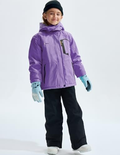 GEMYSE Girl's Waterproof Ski Snow Jacket Fleece Windproof Wi...