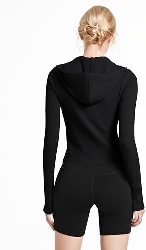 Ribbed Hoodies for Women Lightweight Full Zip Up Jackets Lon...