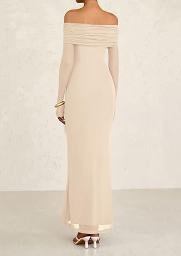 PRETTYGARDEN Women's Off The Shoulder Bodycon Maxi Dress Lon...