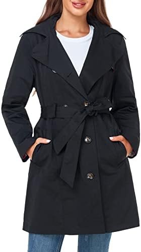 SaphiRose Women's Water-Resistant Trench Coat Double-Breaste...