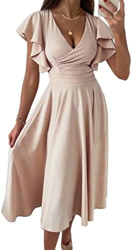 Dokotoo Women's V Neck Elegant Party Dress Short Sleeve Skat... Dokotoo Women's V Neck Elegant Party Dress Short Sleeve Skat...