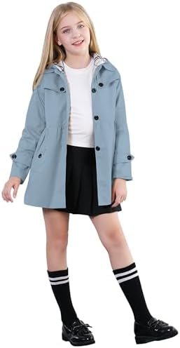 Betusline Girl's Single Breasted Trench Coat Dress Coat Oute...