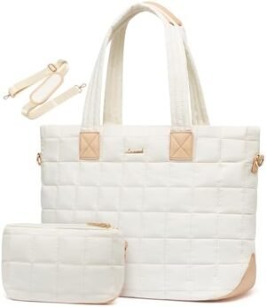 LOVEVOOK Tote Bag for Women, Large Puffer Tote Bag with LOVEVOOK Tote Bag for Women, Large Puffer Tote Bag with Zipp...