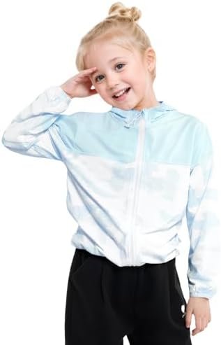 JiAmy Girl's Athletic Hoodie Zip Up Sun Protection Jacket Co...