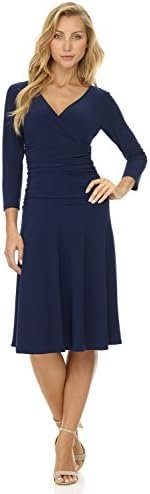 Rekucci Women's Slimming 3/4 Sleeve Fit-and-Flare Crossover ... Rekucci Women's Slimming 3/4 Sleeve Fit-and-Flare Crossover ...