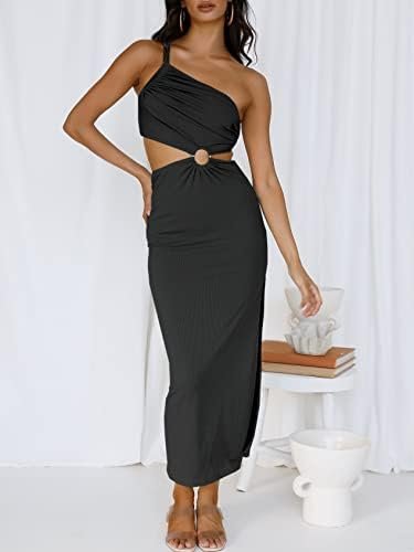 ANRABESS Women Summer One Shoulder Sleeveless Maxi Dress Cut...
