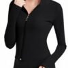 Ribbed Hoodies for Women Lightweight Full Zip Up Jackets Lon...