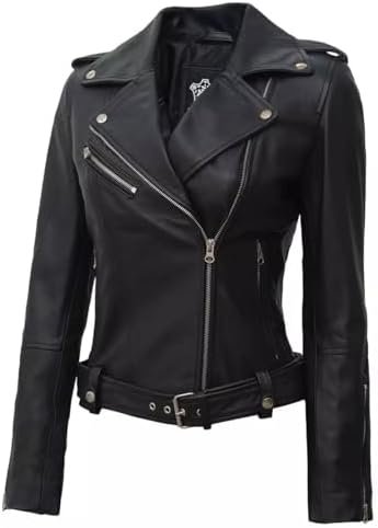 Blingsoul Asymmetrical Lambskin Leather Jacket Women - Class...