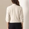 Allegra K Ruched 3/4 Sleeve Blazer Jacket for Women's Open F...