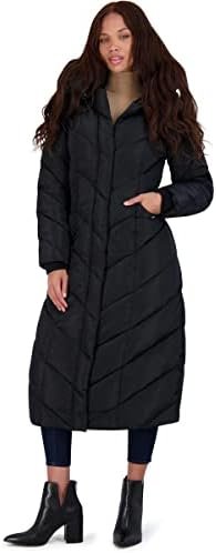 Steve Madden Women's Long Chevron Maxi Puffer Coat