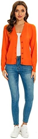 Women's V Neck Button Down Long Sleeve Cardigan Sweater