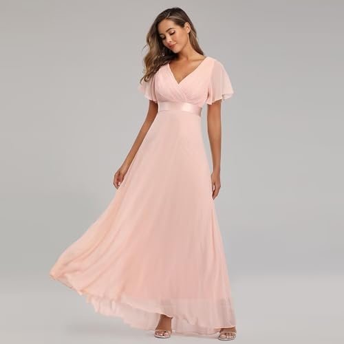 Long Chiffon Evening Gowns A-Line Empire Waist Formal Dress ...