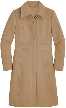 Fisoew Women's Elegant Single Breasted Coat Long Sleeve Mid ...