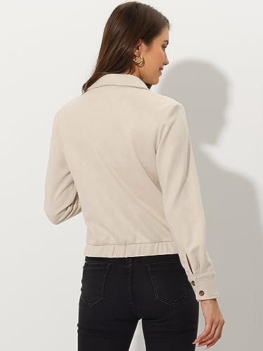 Allegra K Women's Faux Suede Jacket Point Collar Button Down...