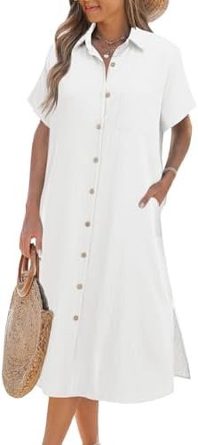 Zeagoo Womens Dress Summer Casual Short Sleeve Button Down S... Zeagoo Womens Dress Summer Casual Short Sleeve Button Down S...