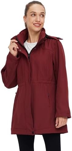 wantdo Women's Softshell Jacket Hooded Fleece Lined Waterpro...