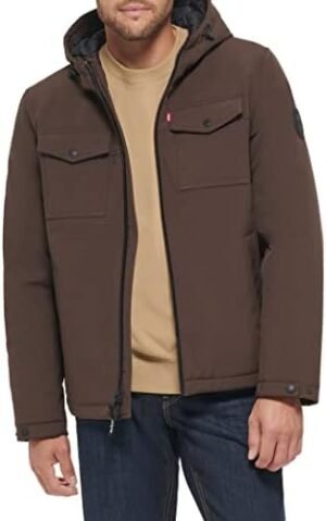 Levi's Men's Soft Shell Hooded Storm Coat (Regular & Big Levi's Men's Soft Shell Hooded Storm Coat (Regular & Big & T...