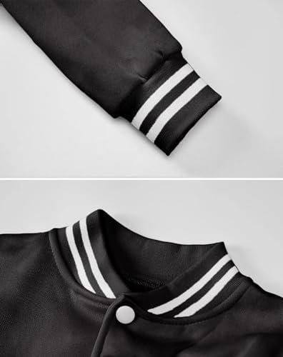 babyhealthy Women Cropped Varsity Jacket Retro Baseball Jack...