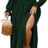 Women's Plus Size Dress Long Sleeve Smocked Dress Square Nec...