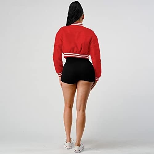 Mintsnow Womens Varsity Jacket Long Sleeve Button Down Bombe...