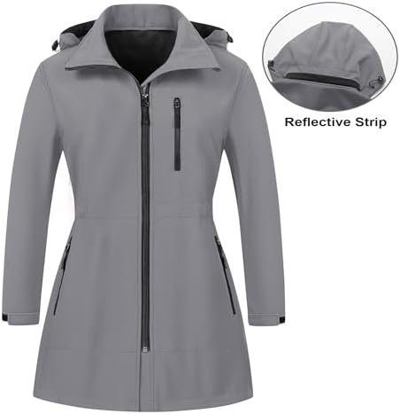 CREATMO US Women's Plus Size Long Softshell Jacket Waterproo...