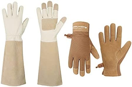 HANDLANDY Bundle - 2 Pairs: Rose Pruning Long Gardening Glov...