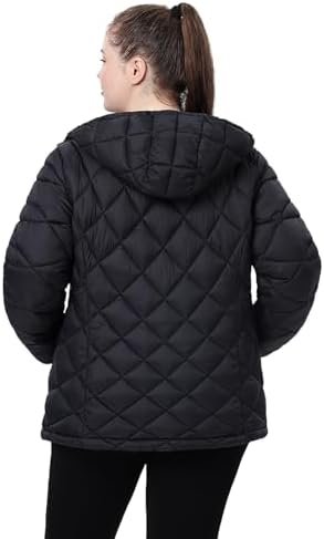 Plus Size Women's Packable Puffer Jacket 1X-5X Water-Resista...