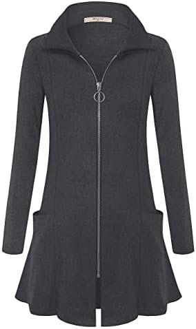 Miusey Womens Zip Up Tunic Sweatshirt Collar Neck Lightweigh... Miusey Womens Zip Up Tunic Sweatshirt Collar Neck Lightweigh...