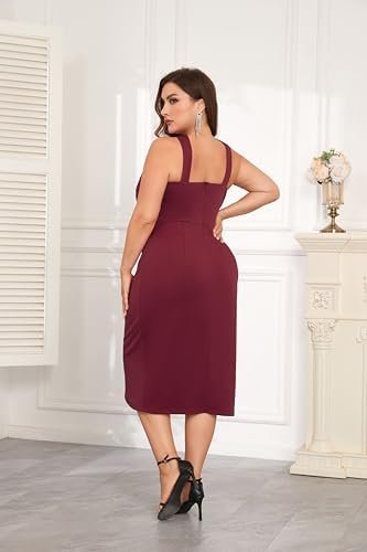 Theenkoln Plus Size Cocktail Dresses:Halterneck Sleeveless S...