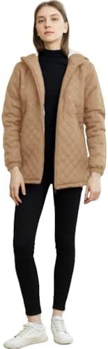 Womens Winter Outdoor Two-Pocket Fleece Hooded Long Warm Zip...