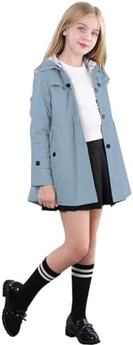 Betusline Girl's Single Breasted Trench Coat Dress Coat Oute...