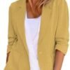 2025 Summer Linen Blazer Women Lightweight 3/4 Stretchy Ruch...