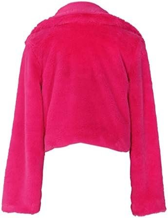 RAMOUG Womens Winter Outerwear Faux Fur Long Sleeve Crop Jac...