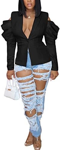 DINGANG Women's Casual Blazers Open Front Puff Sleeve Work O... DINGANG Women's Casual Blazers Open Front Puff Sleeve Work O...